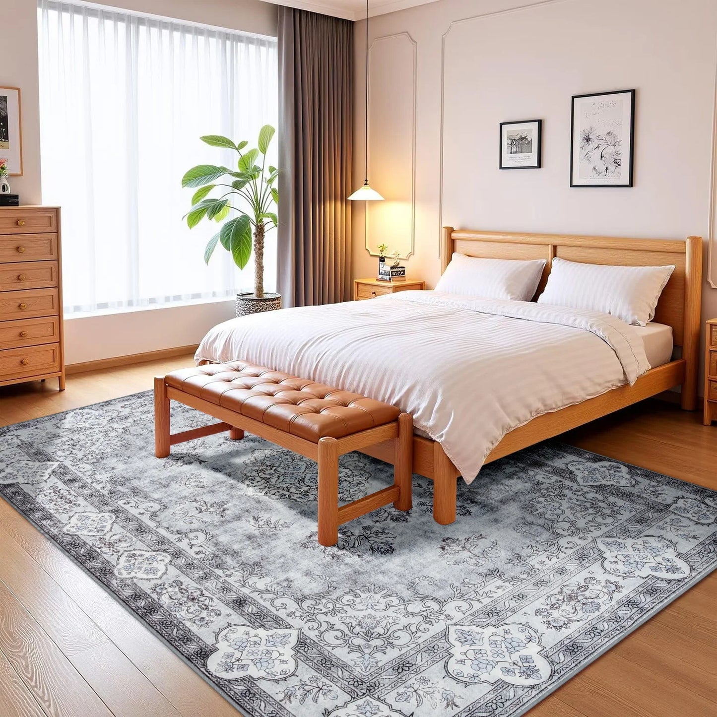 Elegant Floral Faux Wool Area Rug