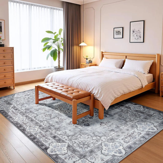 Elegant Floral Faux Wool Area Rug