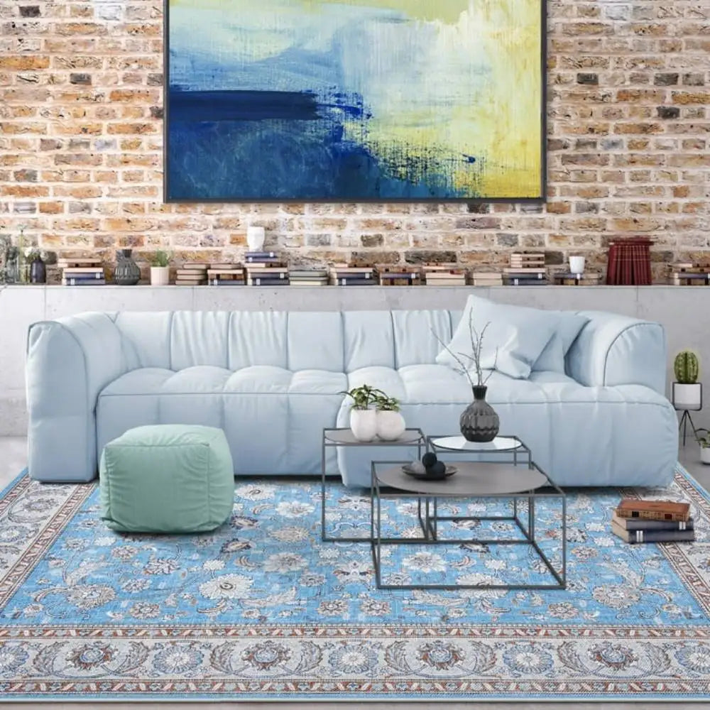 Vintage Floral  Soft Accent Area Rug  Low-Pile Carpet for Living Room Bedroom