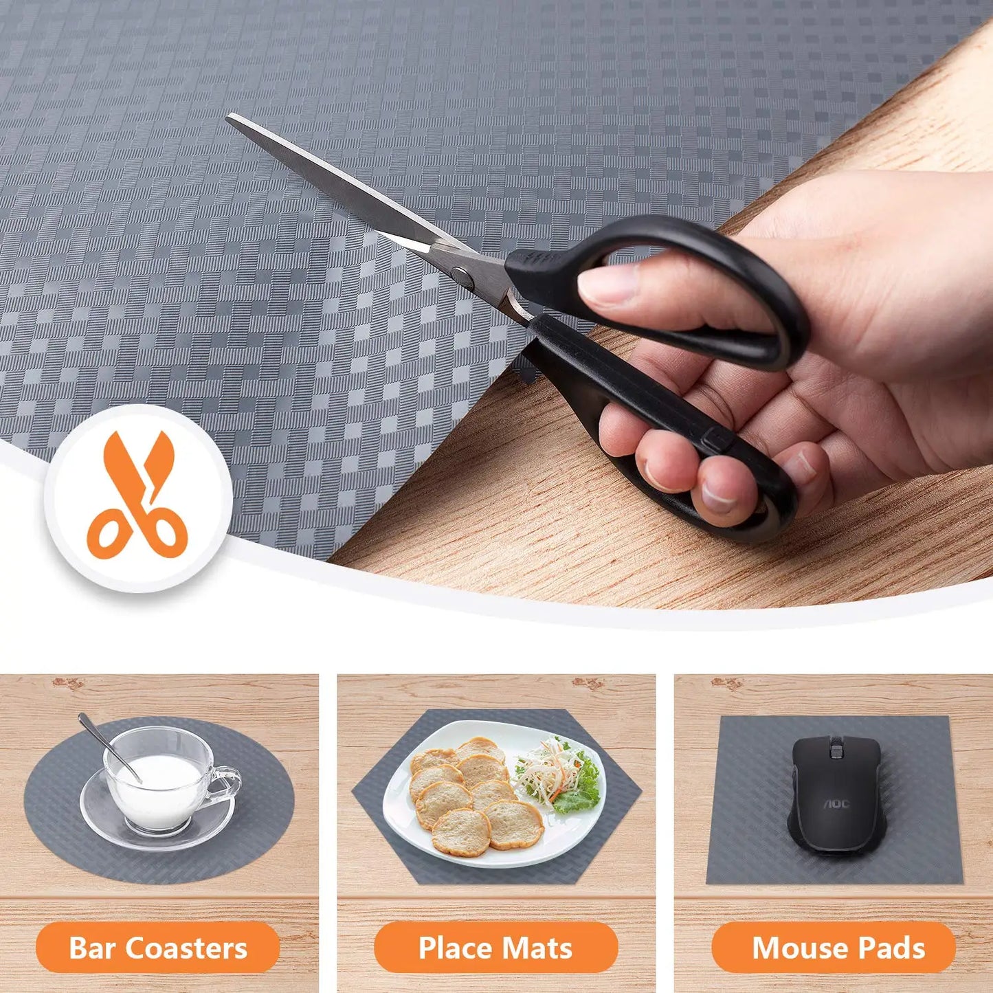 Shelf Liner for Kitchen Cabinet Non-Adhesive Non-Slip Waterproof  Easy to Clean for Shelves, Desks