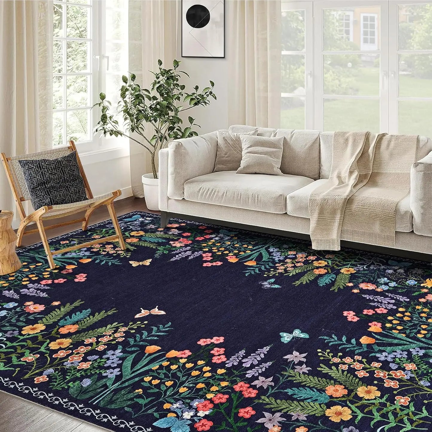 Washable Floral Rug ,Soft ,Non Slip