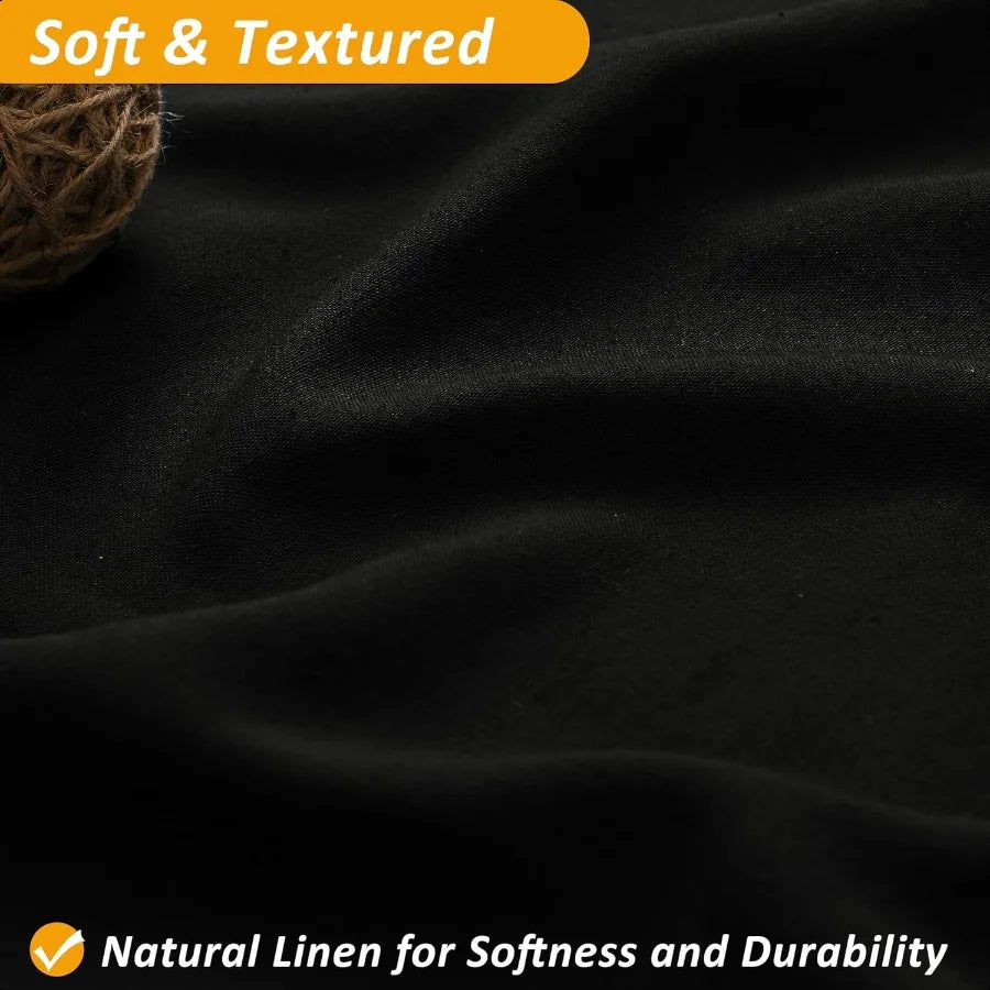 Black Linen Shower Curtain with Snap in Liner Set and Hooks Rustic Style Modern Farmhouse Shower Curtain Heavy Duty Burlap Clot