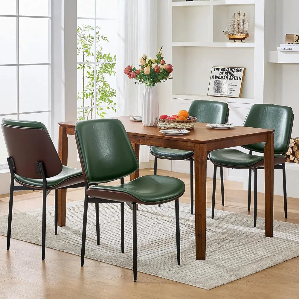 Dining Chairs Set of 4, Upholstered PU Leather Armless Dining Chair
