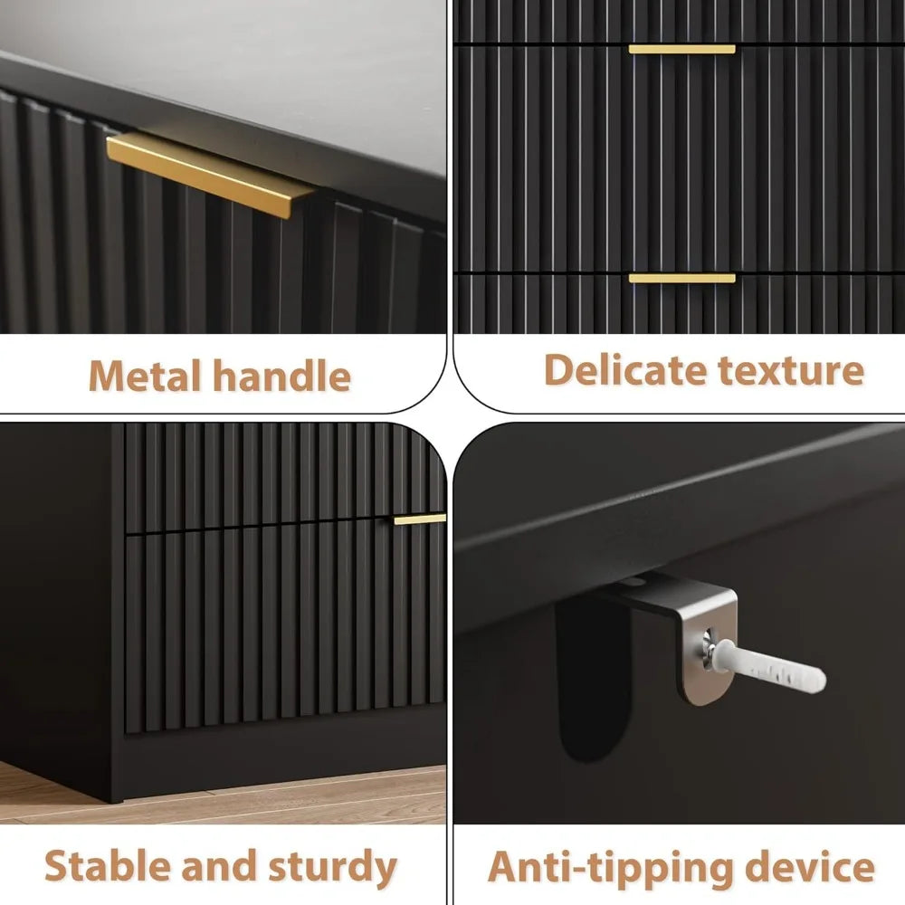 Black Dresser for Bedroom, 9 Drawer, Modern Chest of Drawers