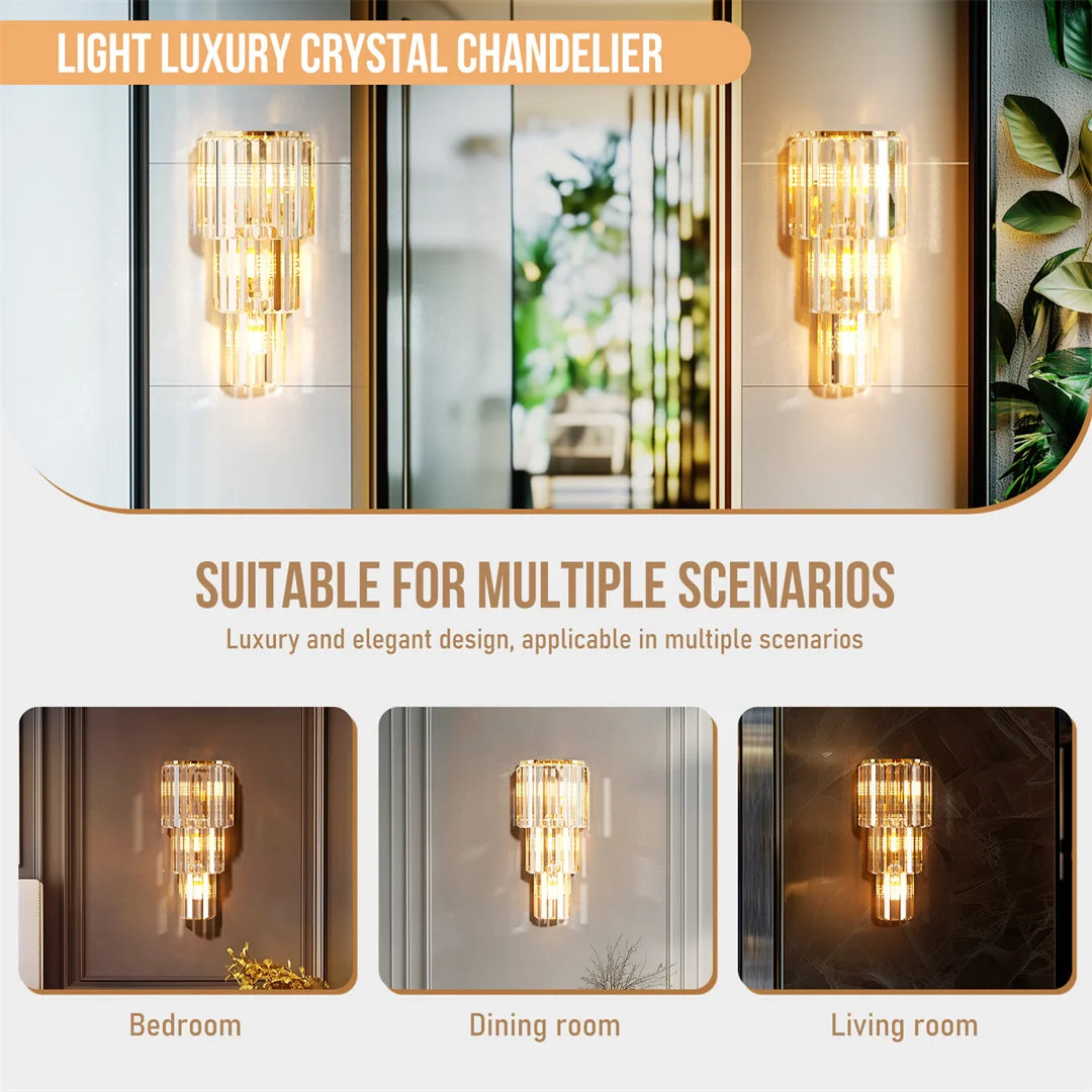 Modern Crystal Wall Lamp 3-Layer Wall Crystal Sconce Light E14 Led Corn Lights