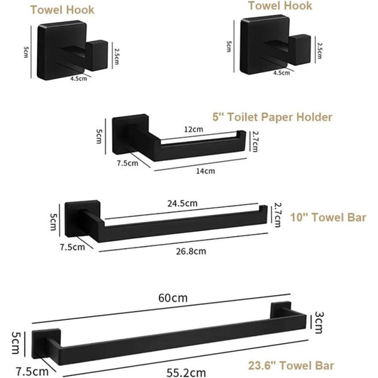 5Pcs Bathroom Hardware Set, 304 Stainless Steel Bathroom Accessories Set Include Towel Bar Hand Towel Holder Toilet Paper Holder