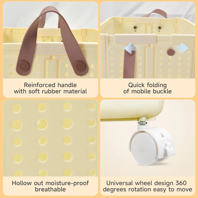 66.5L Foldable Laundry Basket with Wheels - XL Collapsible Storage Bin for Clothes, Toys, Bathroom (14x15x20 inch) Easy Carry!