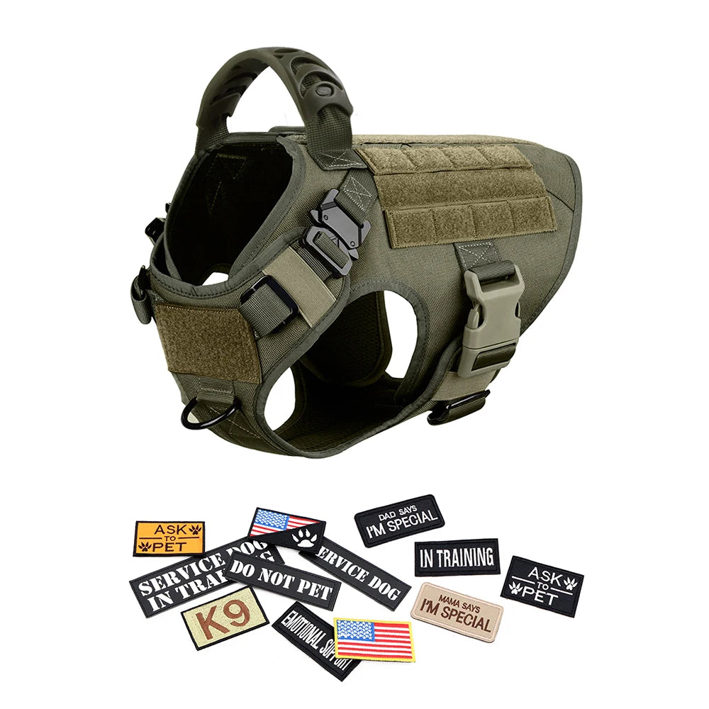 Military Large Dog Harness Collar Leash Bags Patches Set Pet  Training Vests Tactical Dogs Harnesses Accessories