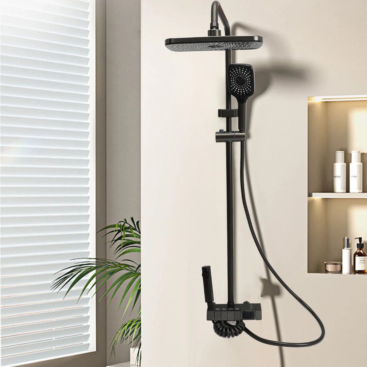 Bathroom Shower  Set Easy To Install Easy To Adjust NPT 1/2 3 Mode Push Button Rainfall Handheld Shower Combo for Bathroom