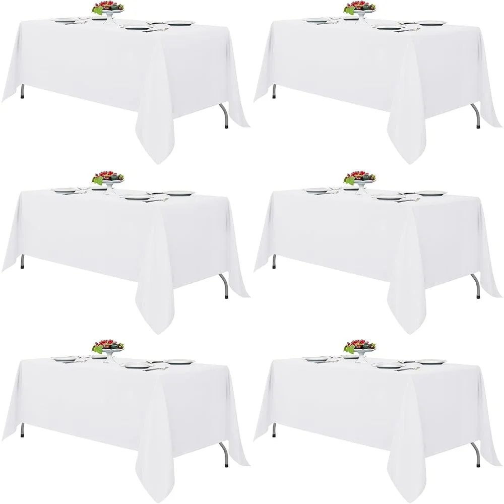 Reusable Tablecloths 6 Pack Stain Resistant Polyester Fabric Rectangular Tables Suitable Parties Events Family Gatherings