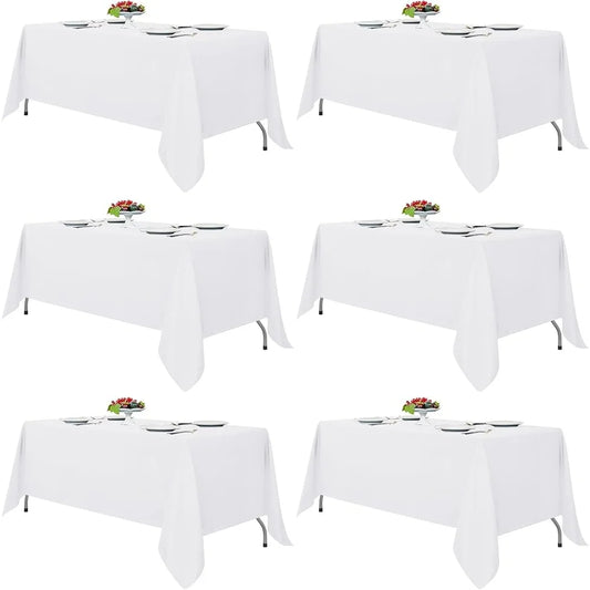 Reusable Tablecloths 6 Pack Stain Resistant Polyester Fabric Rectangular Tables Suitable Parties Events Family Gatherings
