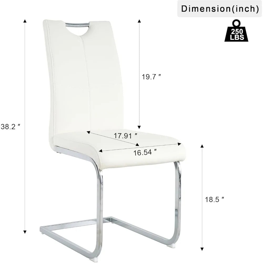 Glass Dining Table Set for 4, 5-Piece Modern Kitchen Table Set with 4 High-Back PU Leather Upholstered Chair for Kitchen Dining