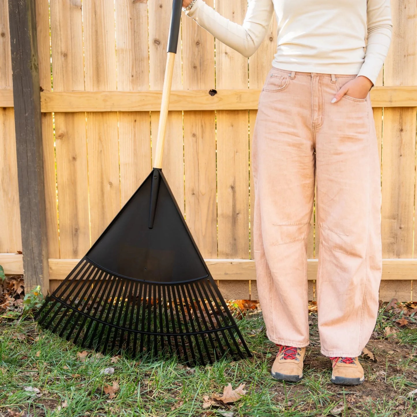 30-inch Wood and Poly Leaf Rake
