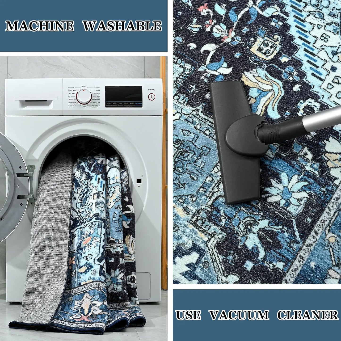 Faux Cashmere Vintage Floral  Soft Accent Area Rug, Low Pile for Living Room Bedroom