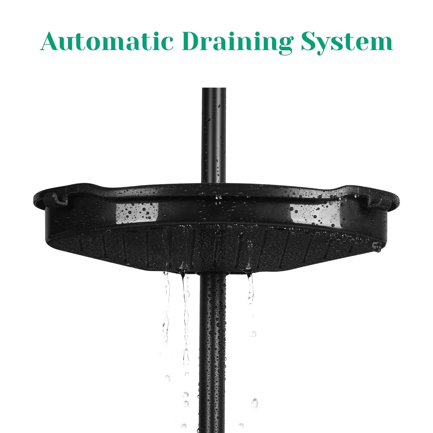 Corner Shower Caddy with Tension Pole 4-Tier Adjustable Shelves Bathroom Storage Organizer with Rubber Pad