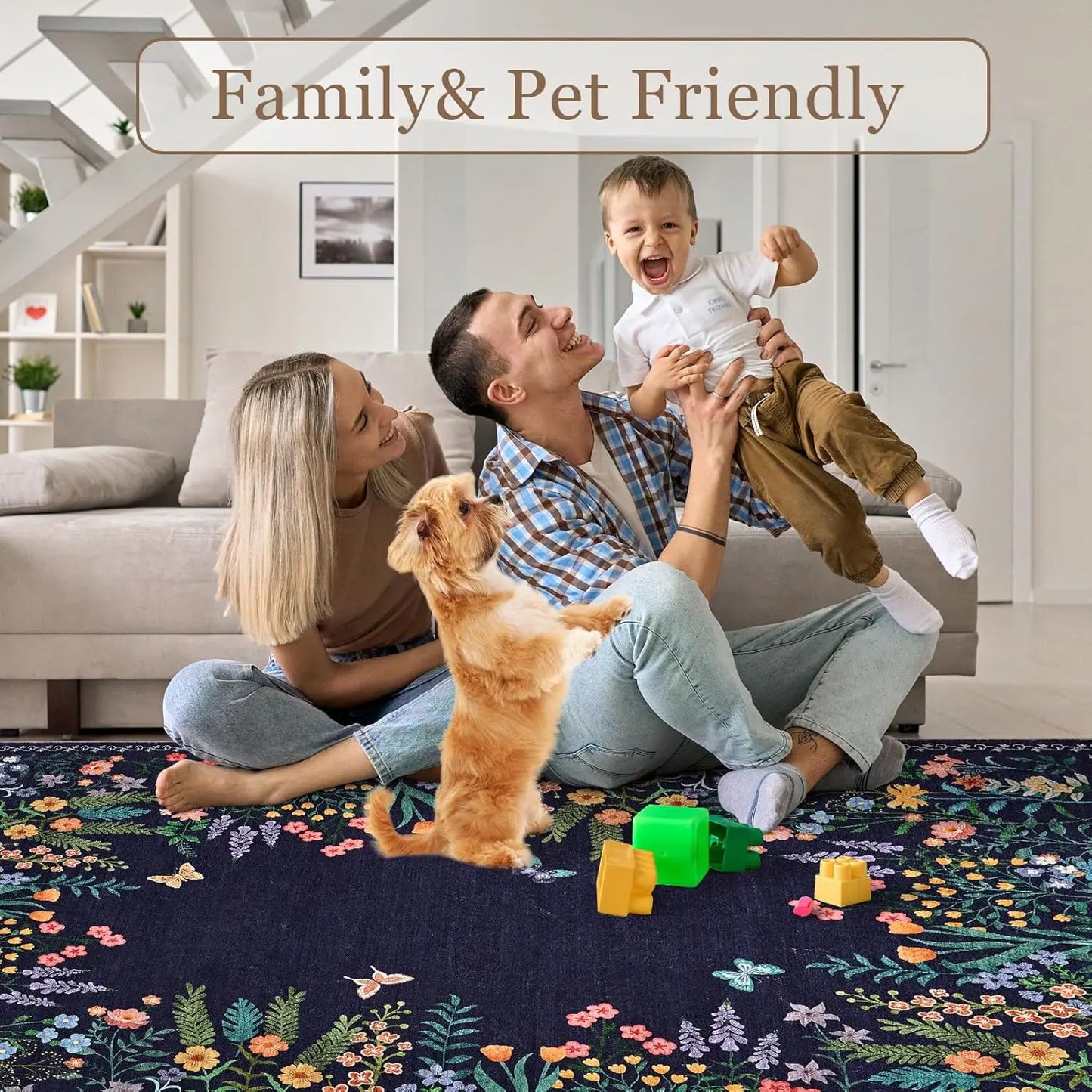 Washable Floral Rug ,Soft ,Non Slip