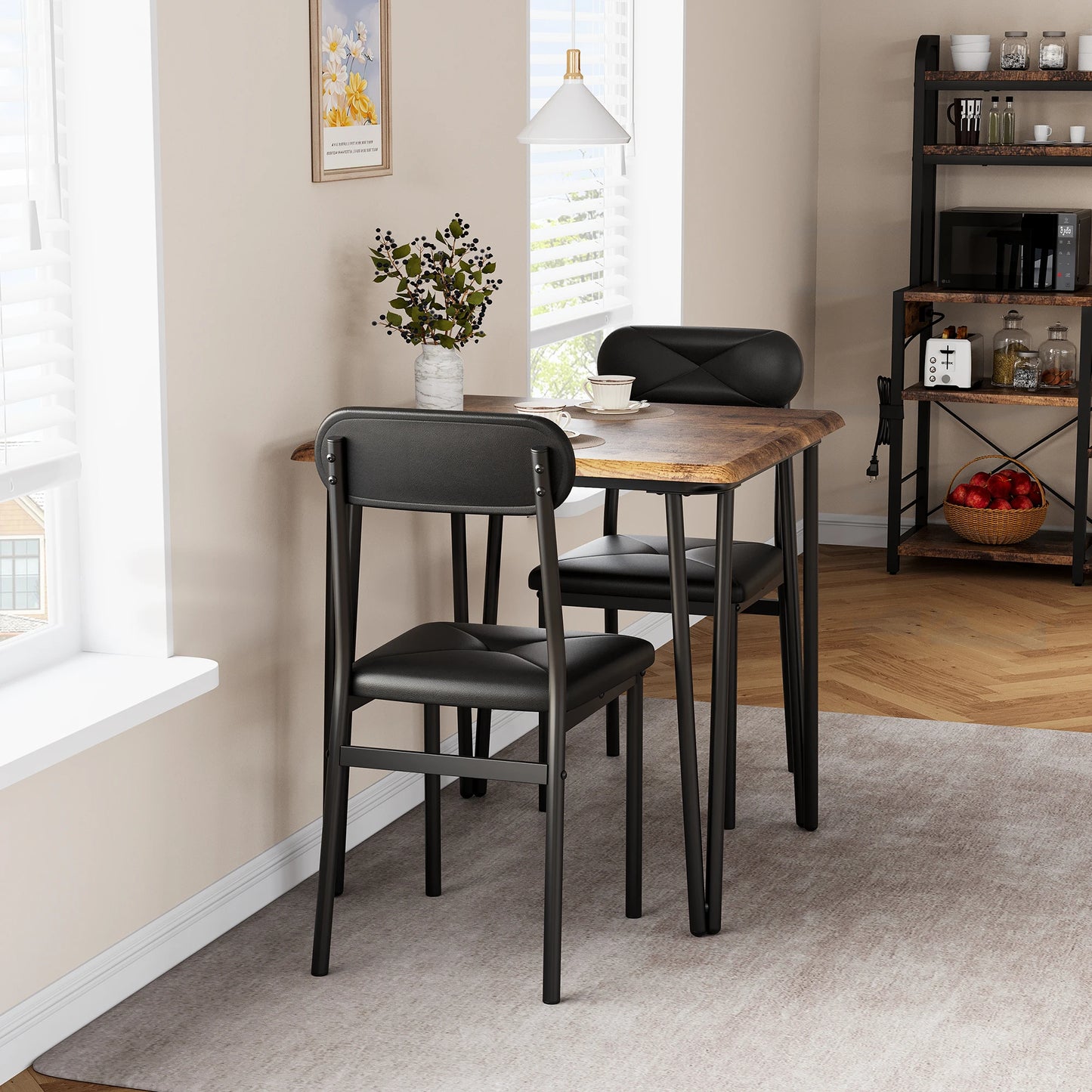 Small Dining Table Sets for 2 with Upholstered Chairs