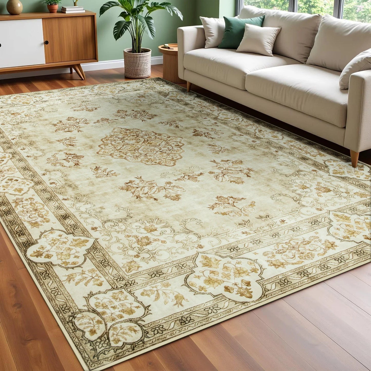 Elegant Floral Faux Wool Area Rug