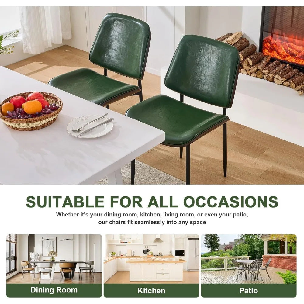 Dining Chairs Set of 4, Upholstered PU Leather Armless Dining Chair