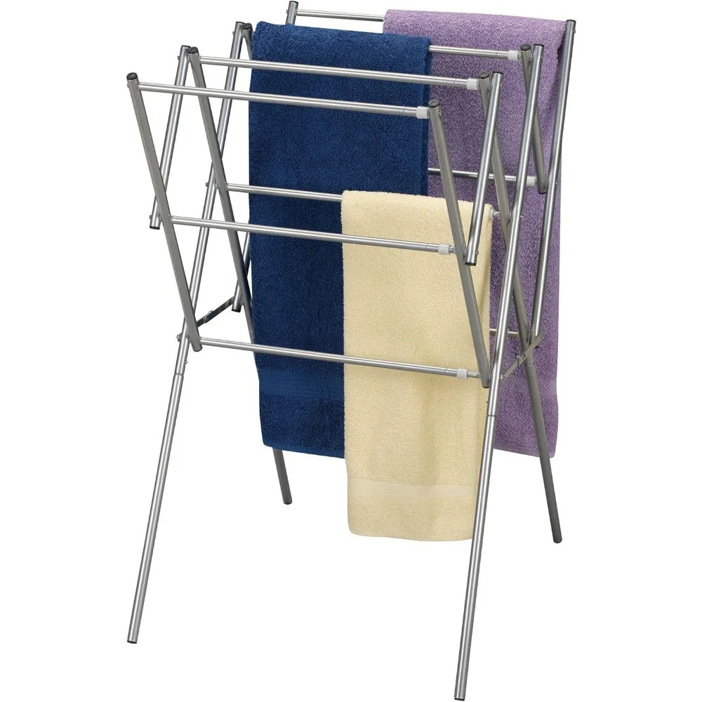Household Essentials Clothes Drying Rack, Foldable, Expandable and Collapsible Laundry Drying Rack, Silver