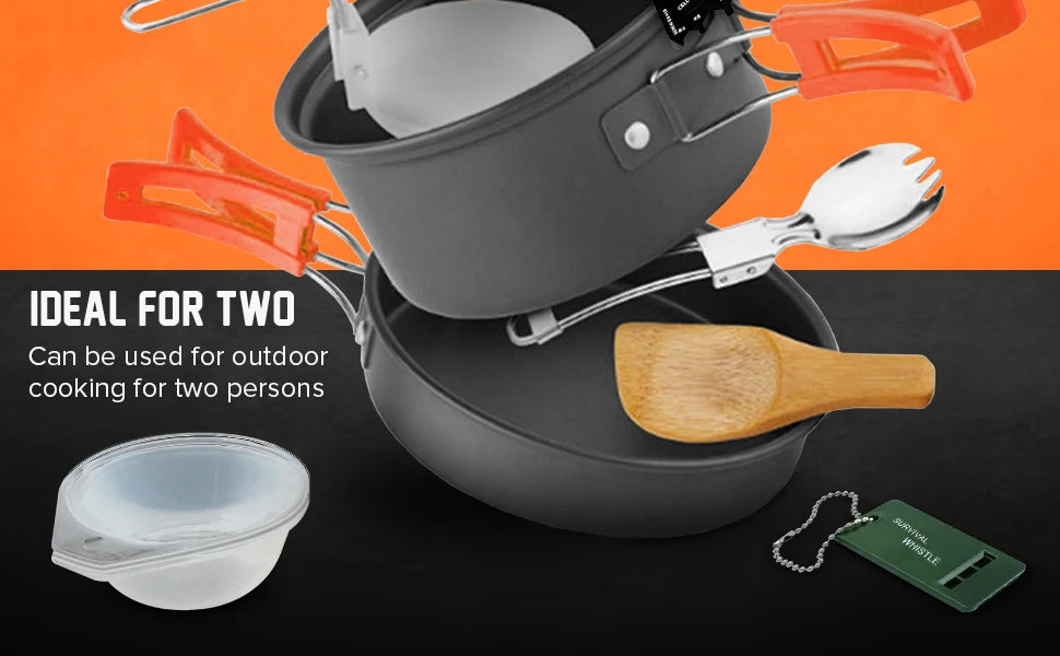 Camping Cookware Mess Kit Set with Stove - Backpacking Camping Pots and Pans Set All in One Non-Stick Camping Cooking Set