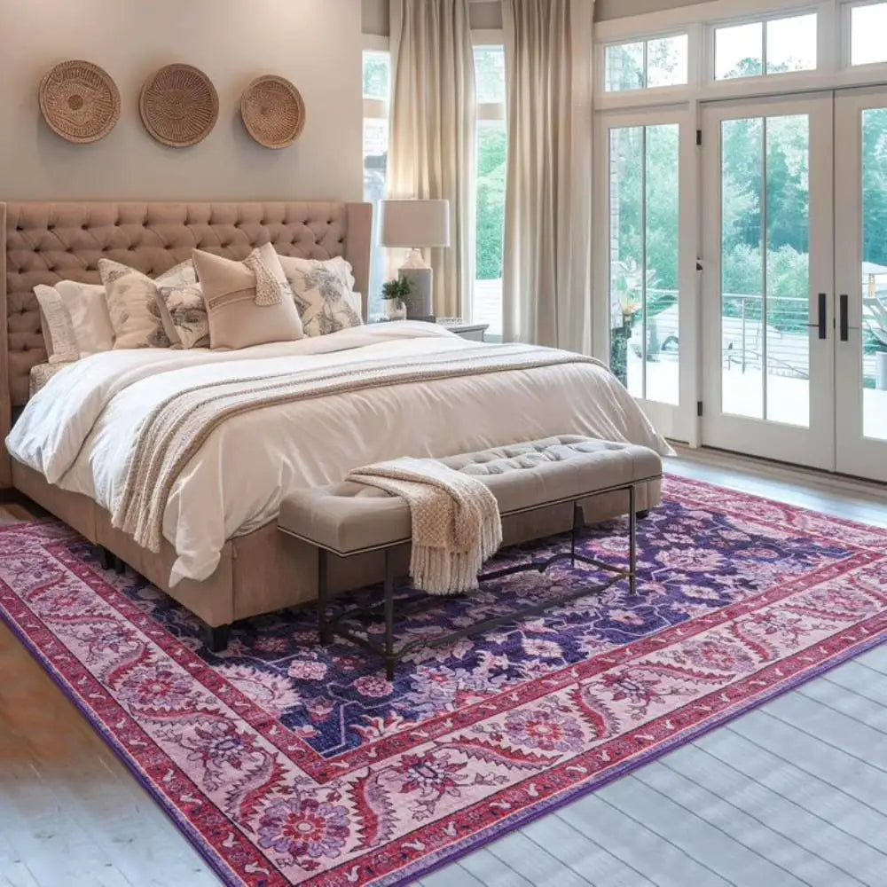 New Vintage Floral Rugs Soft Accent Large Area Rug Fluffy Carpet for Bedroom Living Room