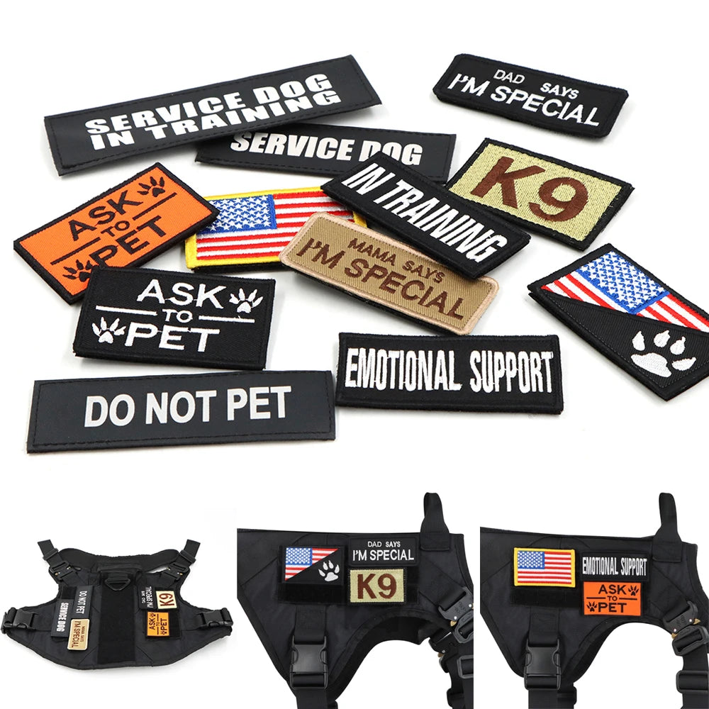 Military Large Dog Harness Collar Leash Bags Patches Set Pet  Training Vests Tactical Dogs Harnesses Accessories