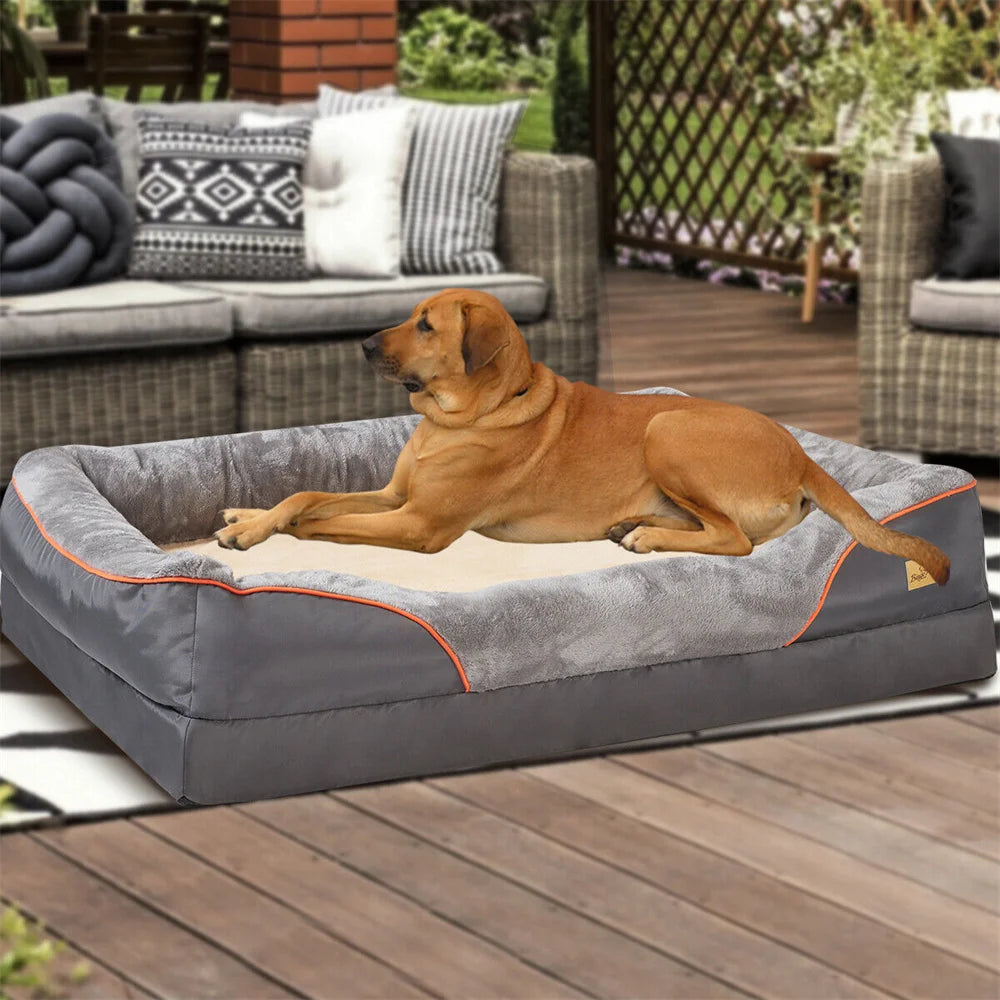 Jumbo Large Orthopedic Dog Bed Memory Foam Pet Sofa Couch Waterproof Elevated Cushion  Removable Cover