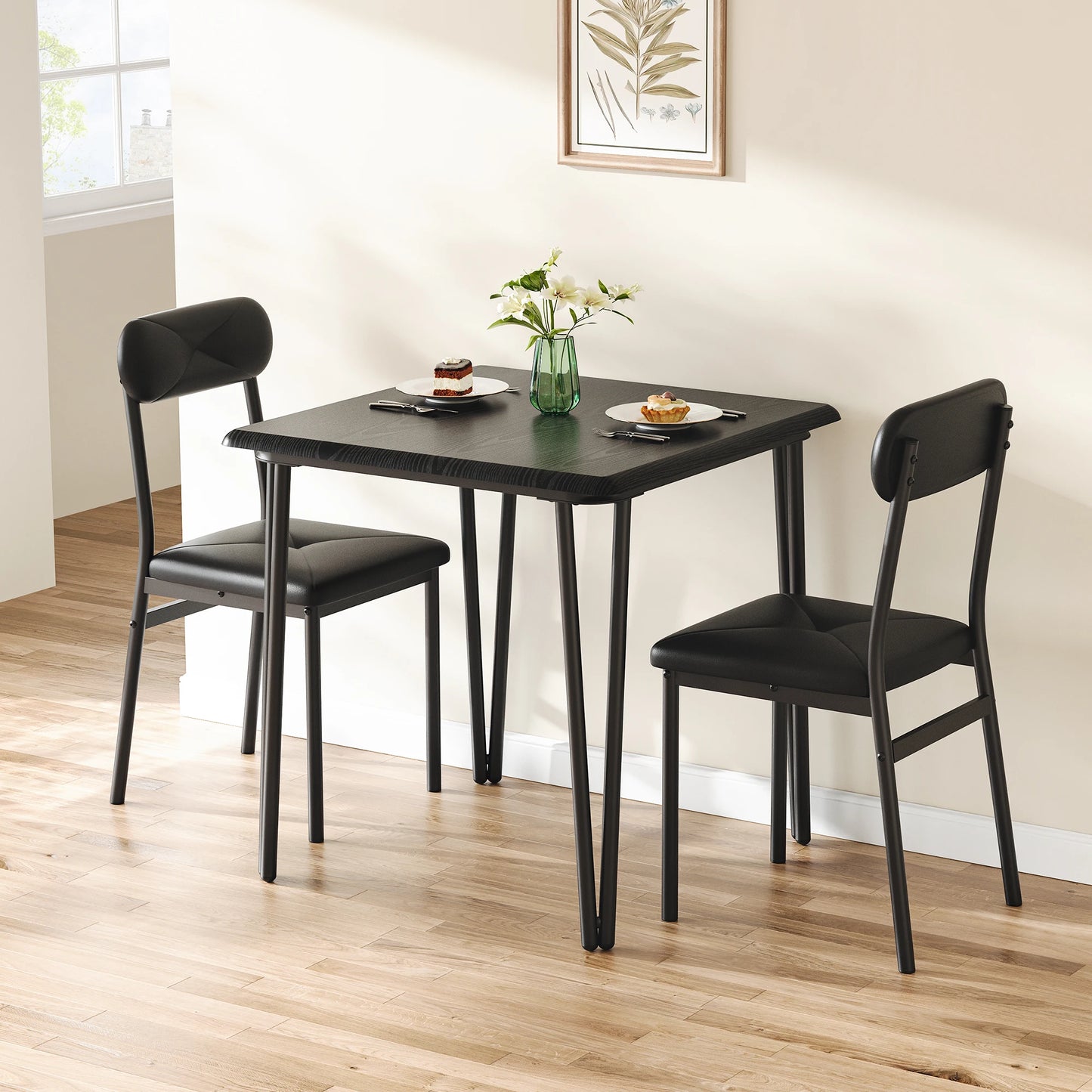 Small Dining Table Sets for 2 with Upholstered Chairs