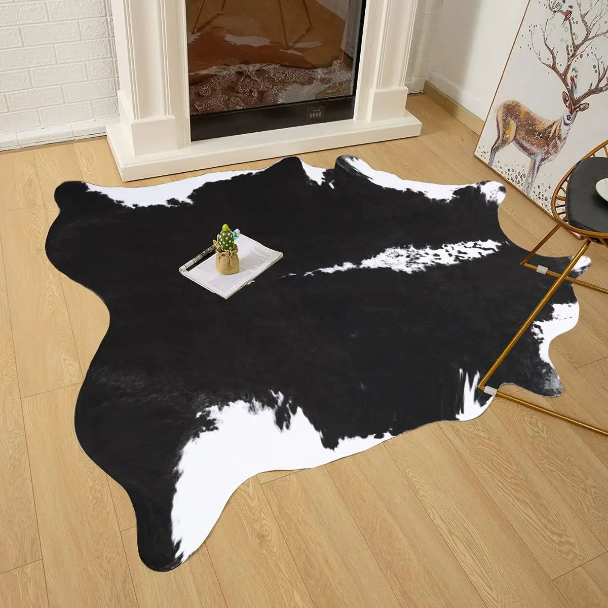 Faux Fur Animal Cow Hide Carpet ,Sturdy and Large Size Cow Print Rugs, Suitable for Bedroom Living Room Western Style