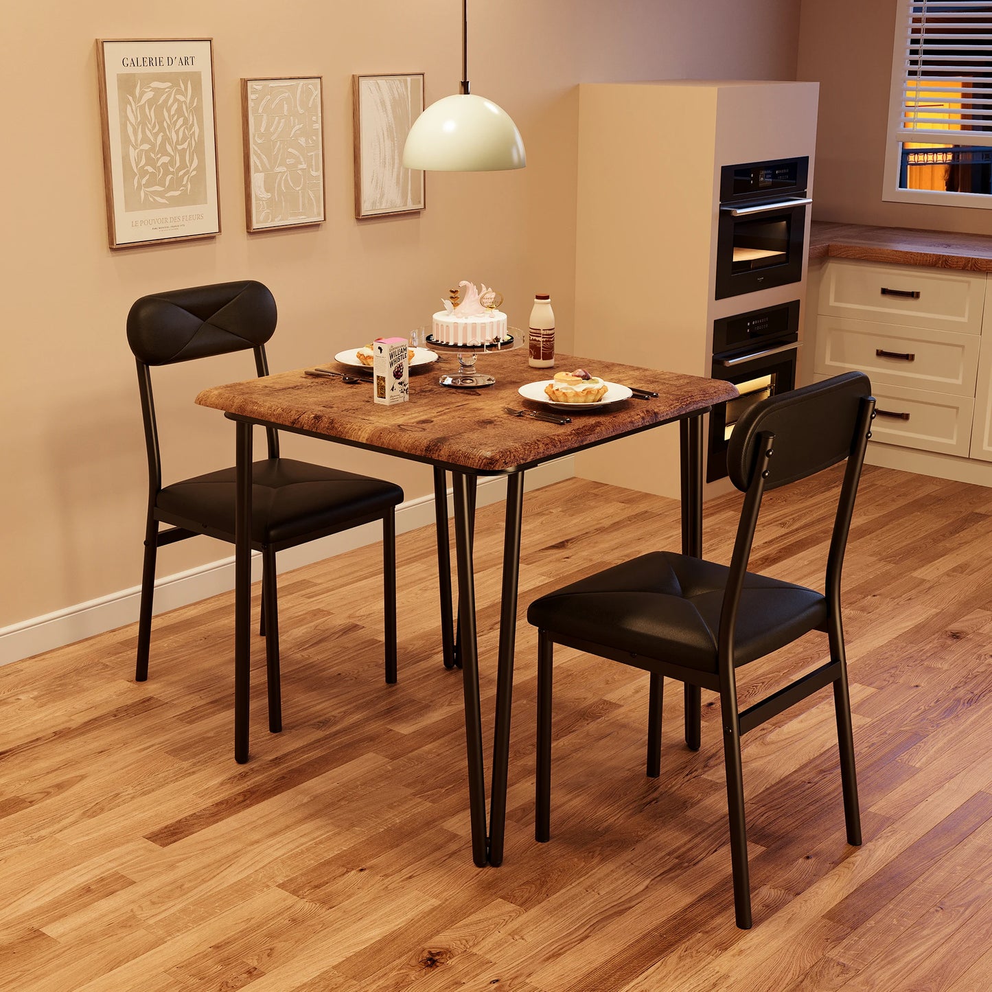 Small Dining Table Sets for 2 with Upholstered Chairs