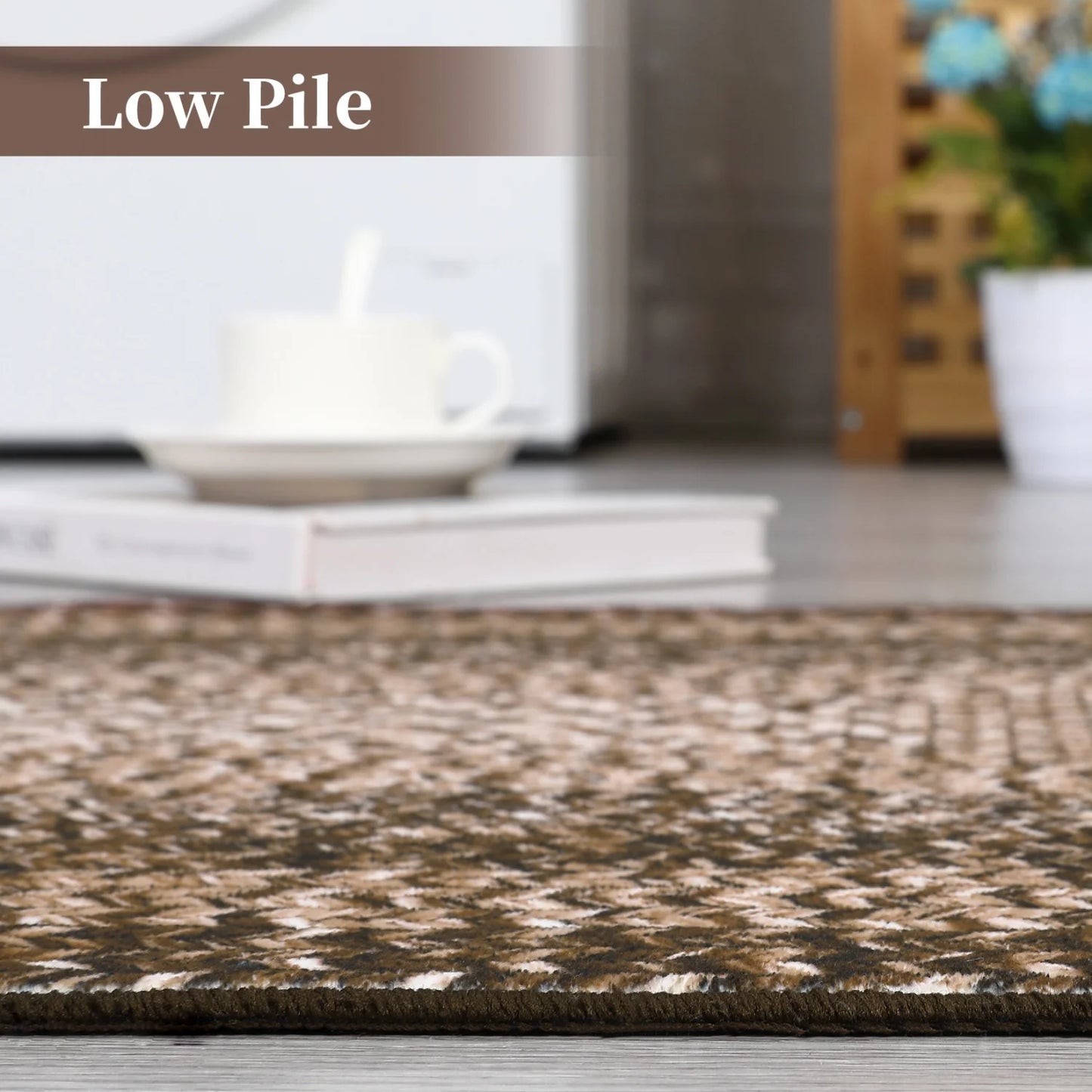 Washable Area Rugs ,Braided Print, Non Slip
