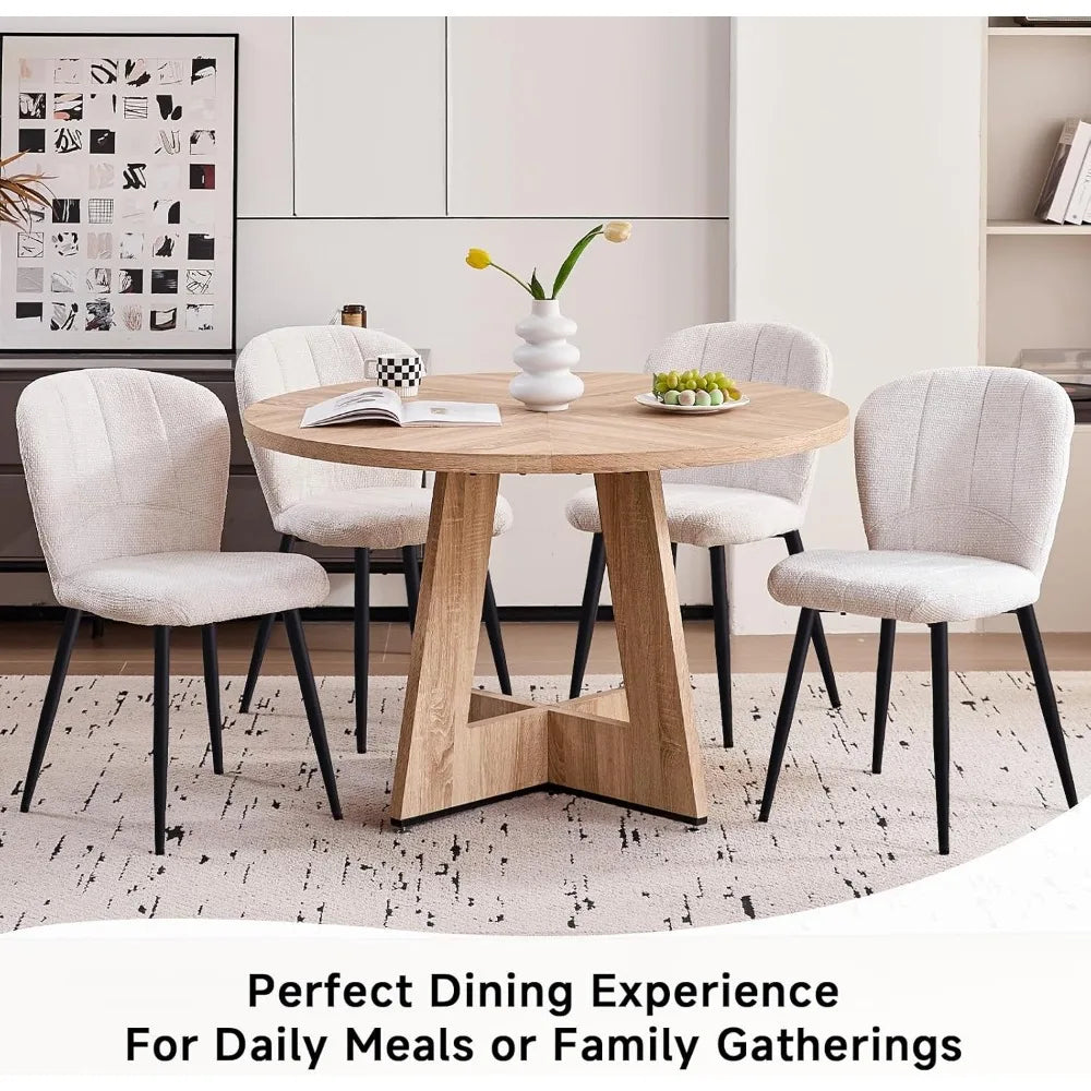 Dining Chairs Set of 4, Modern Chenille Upholstered Kitchen Chairs with Metal Legs, Ergonomic Wingback Design Armless Chair