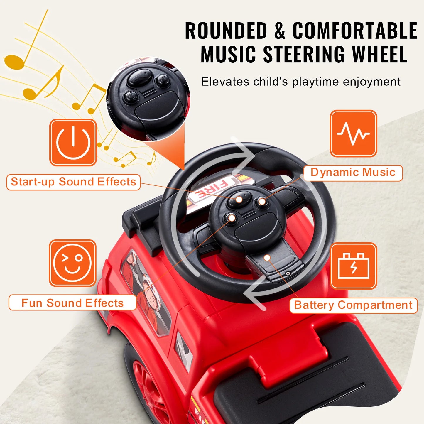Ride On Push Car Kids Ride On Car with Music Steering Wheel & Under Seat Storage for Toddlers Ages 3-12 Ride Racer