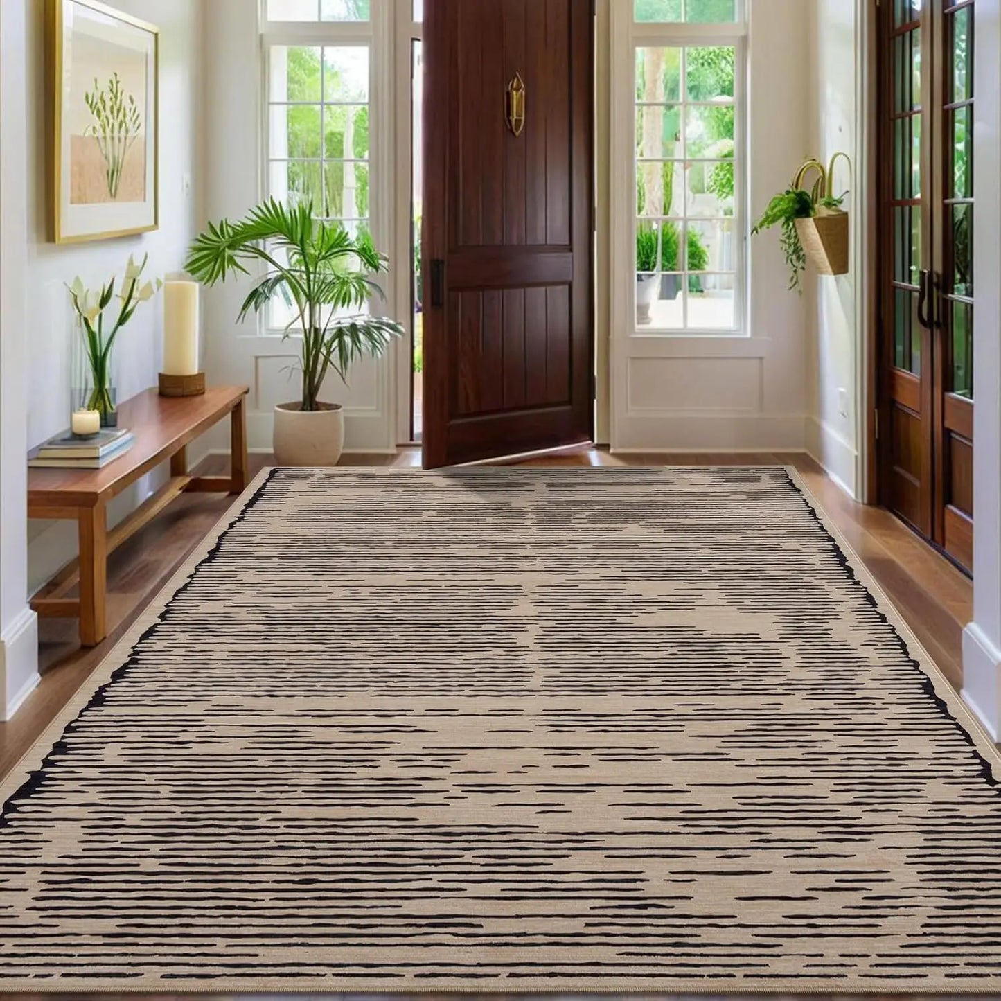Washable Modern Stripe Carpet Non Slip