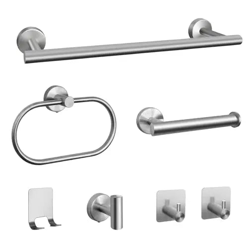 Bathroom Hardware Set 7Pcs Bathroom Towel Rack Including 16" Hand Towel Bars Toilet Paper Holders, Towel Rings, Robe Towel Hooks