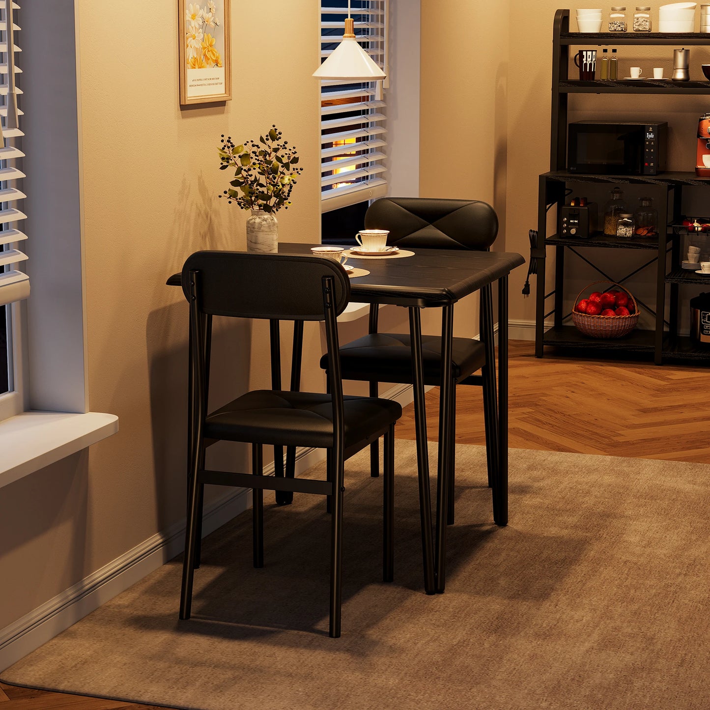 Small Dining Table Sets for 2 with Upholstered Chairs