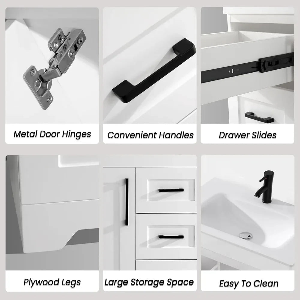 Bathroom Vanity with Sink,Undermount Ceramic Sink-Modern Bathroom Cabinet with 6 Soft-Close Drawers & 2 Doors Spacious Storage