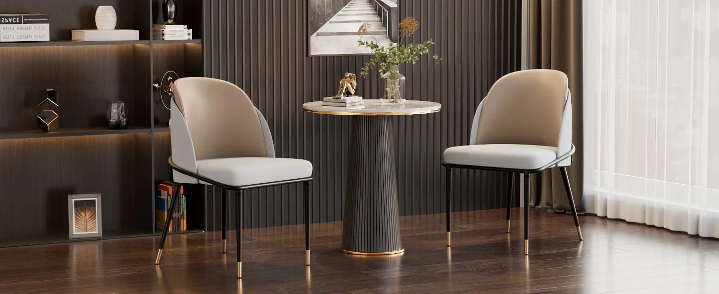 Luxury Set Of 2 Dining Chairs Kitchen Accent Leisure Microfiber Leather Living Room Chairs for Dining,Kitchen,Study Room