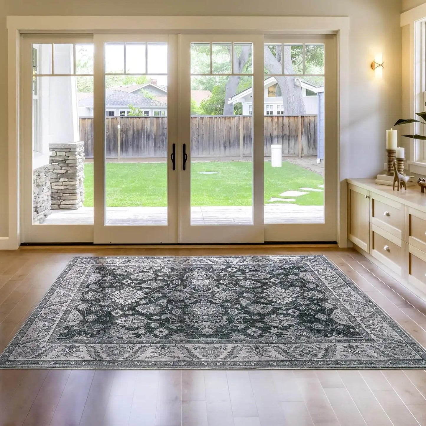 New Vintage Floral Rugs Soft Accent Large Area Rug Fluffy Carpet for Bedroom Living Room