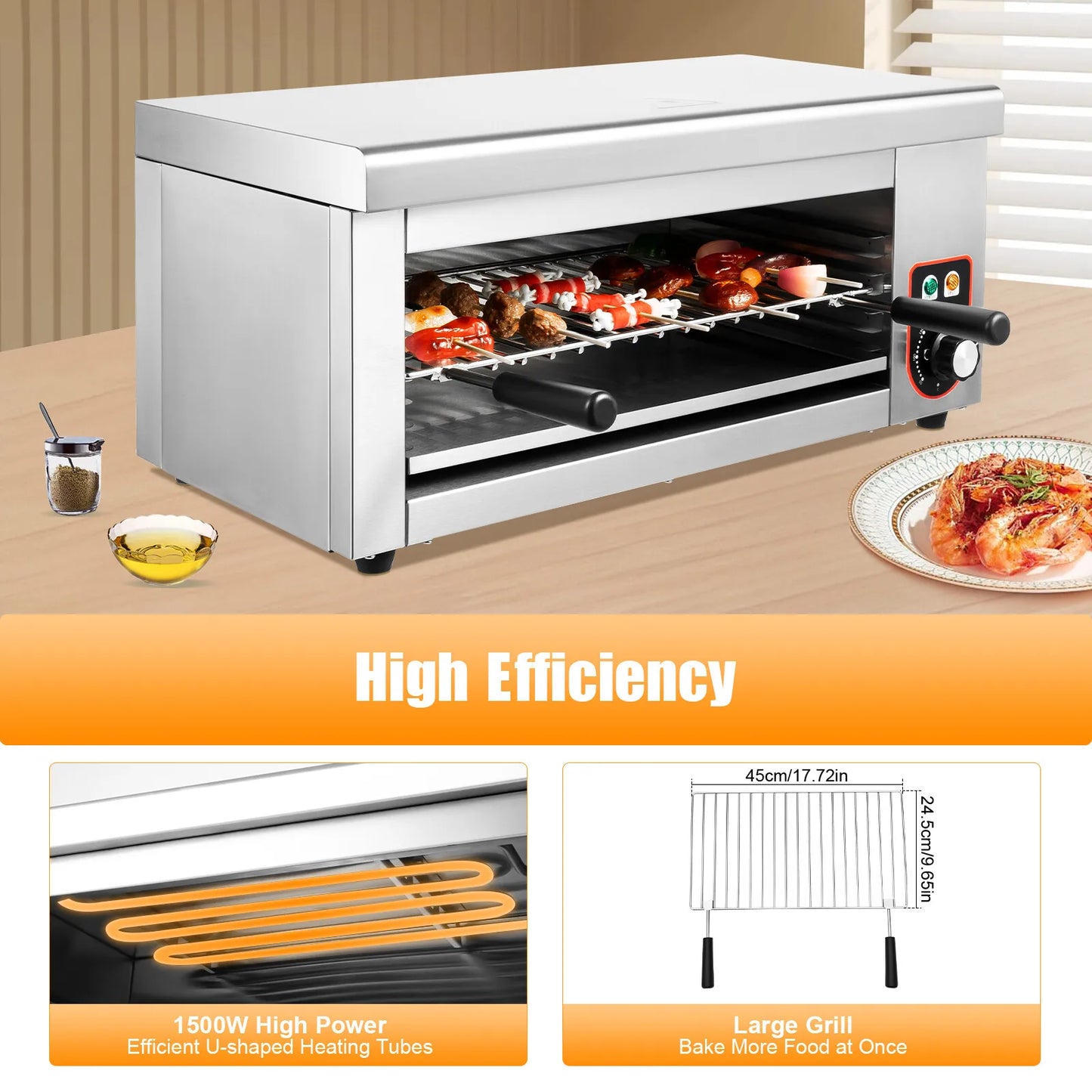 1500W Commercial Electric Wall-mounted Cheese Melter , Broiler, BBQ Grill