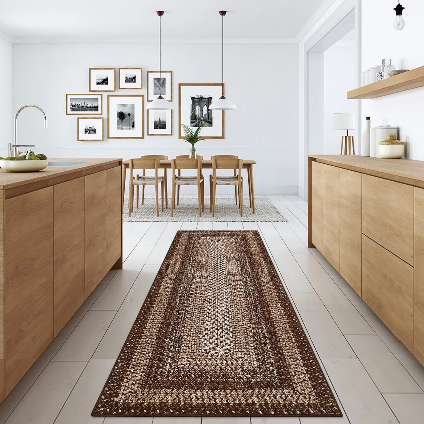 Washable Area Rugs ,Braided Print, Non Slip