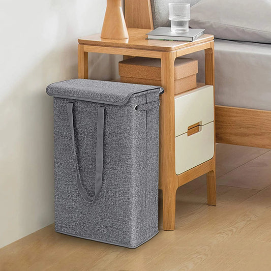 Clothes Hamper with Lid Collapsible Cotton-Like Linen Laundry Hamper for Home Bathroom or Travel Local Delivery