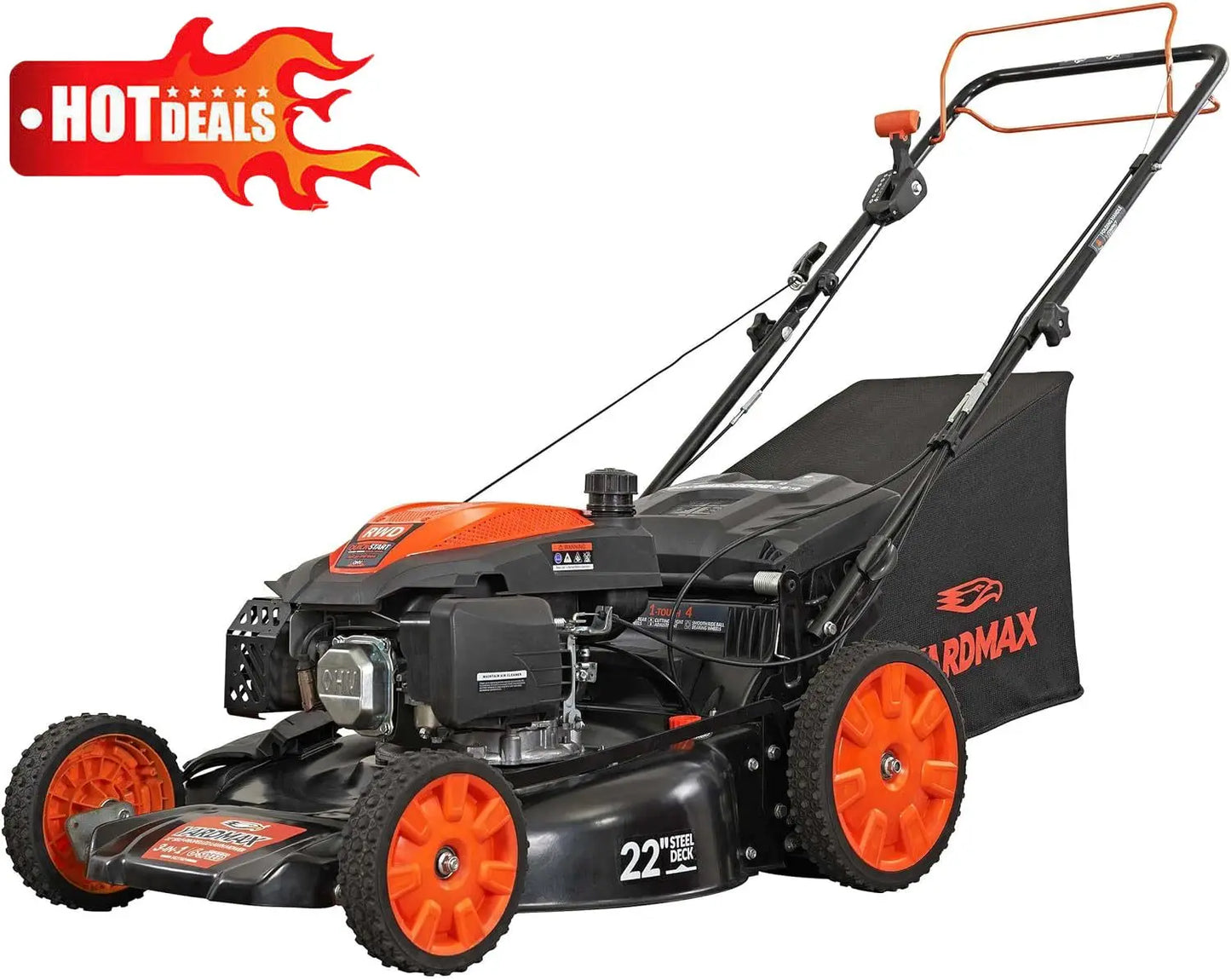 201cc Select PACE 6 Speed CVT High Wheel RWD 3-in-1 Gas Walk Behind Self Propelled Lawn Mower, 22 in,Black