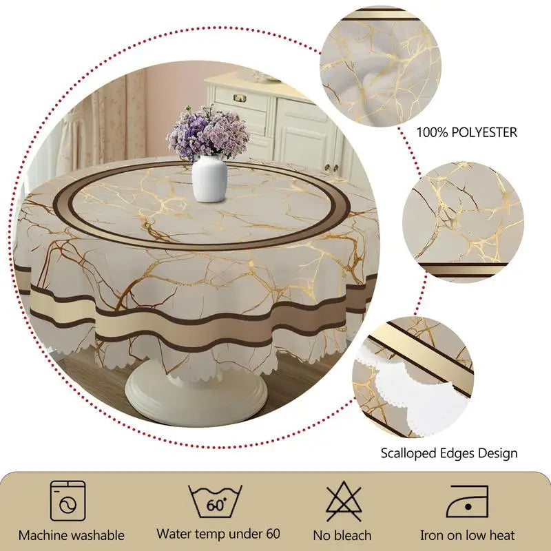 Marble themed tablecloth, rectangular and round marble stripe pattern design, Christmas decoration tablecloth.