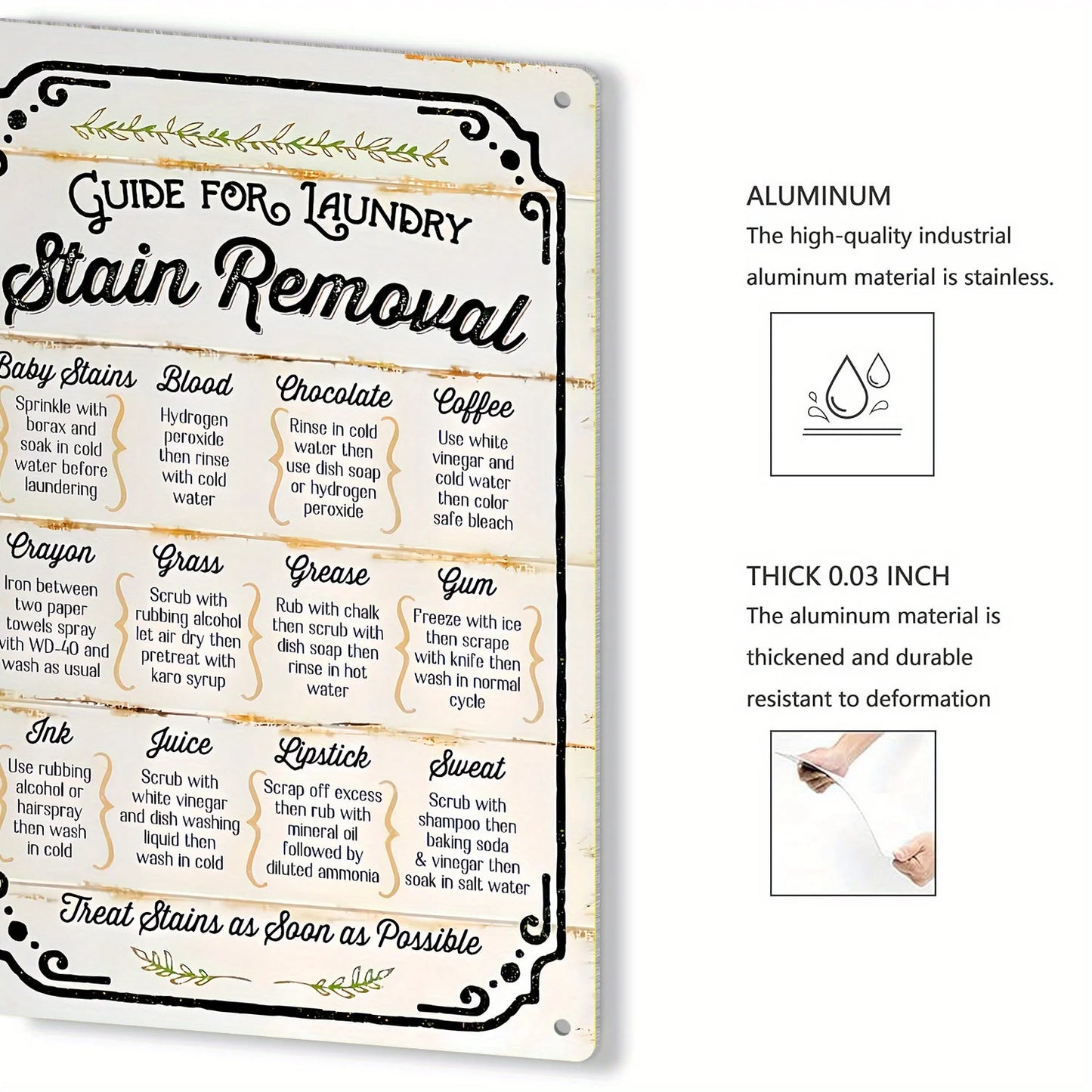 Antique Iron Laundry Guide Plate Metal Wall Artwork with Decontamination Tips Waterproof and Dustproof Ideal Home Decoration