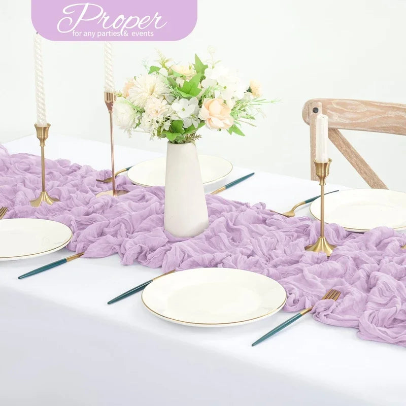 1pc Cheesecloth Table Runner,Country Style Gauze Cheese Cloth Tablecloth For Wedding,Bridal Shower,Baby Shower,Birthday Party