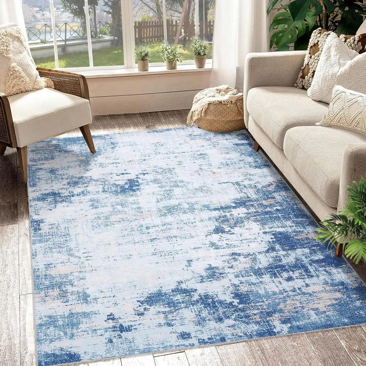 Abstract Area Rug for Living Room Machine Washable  Low Pile  for Bedroom Dining Room Home Office
