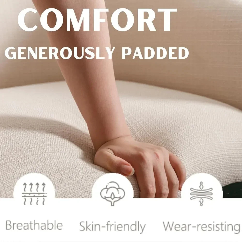 Beige Dining Chairs Set of 6, Mid-Century Modern Dining Chairs, Linen Upholstered