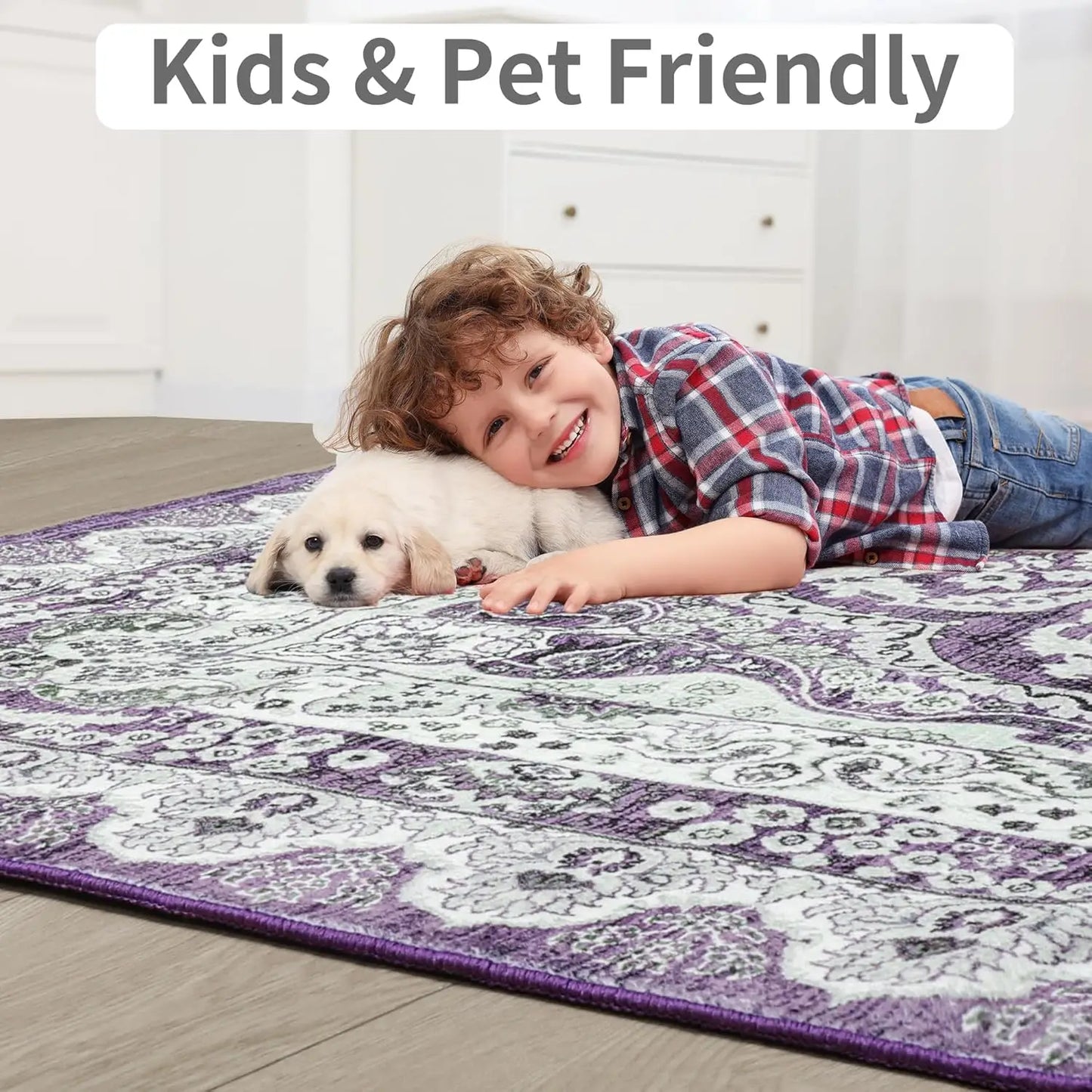 Non-Slip Low Pile Area Rugs ,Machine Washable